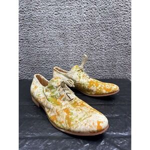 Giallocra Abstract Pattern Canvas Lace-Up Derby Shoes Multicolor Mens Size 42 EU